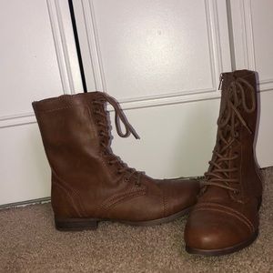 Brown Lace-up Combat Boots